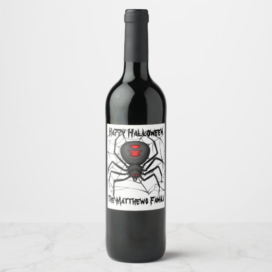 Étiquette Pour Bouteilles De Vin Araignée d'Halloween (Devant)