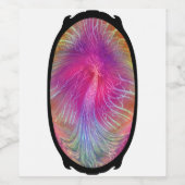 Étiquette Pour Bouteilles De Vin Arbre arc-en-ciel ovale en cadre noir (Étiquettes simples)