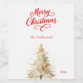 Étiquette Pour Bouteilles De Vin Arbre blanc rouge Noël (Étiquettes simples)