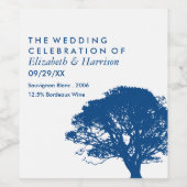 Étiquette Pour Bouteilles De Vin Arbre de chêne bleu, Mariage rustique et minimalis (Étiquettes simples)