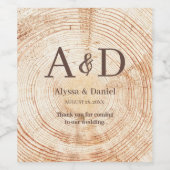 Étiquette Pour Bouteilles De Vin Arbre de mariage rustique écorce de bois Monogramm (Étiquettes simples)