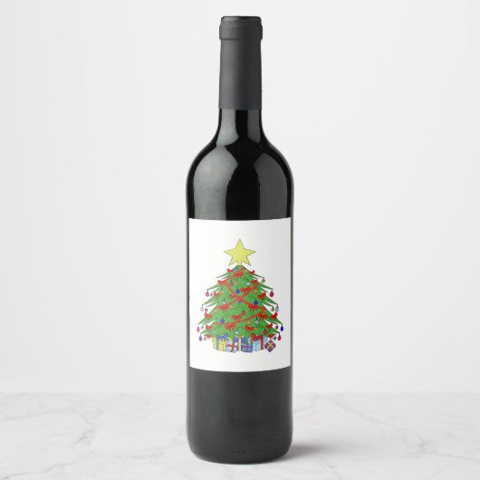 Étiquette Pour Bouteilles De Vin Arbre de Noël (Devant)