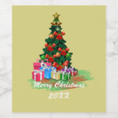 Étiquette Pour Bouteilles De Vin Arbre de Noël (Étiquettes simples)