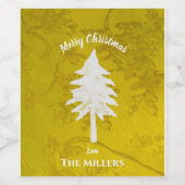 Étiquette Pour Bouteilles De Vin Arbre de Noël blanc or Abstrait Joyeux Noël (Étiquettes simples)