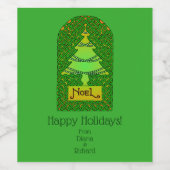 Étiquette Pour Bouteilles De Vin Arbre de Noël celte personnalisé (Étiquettes simples)