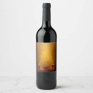 Étiquette Pour Bouteilles De Vin Arbre de Noël doré
