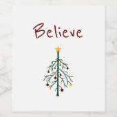 Étiquette Pour Bouteilles De Vin Arbre de Noël Festif Hiver Rétro (Étiquettes simples)