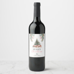 Étiquette Pour Bouteilles De Vin Arbre de Noël Joyeux cadeau de Noël Tags