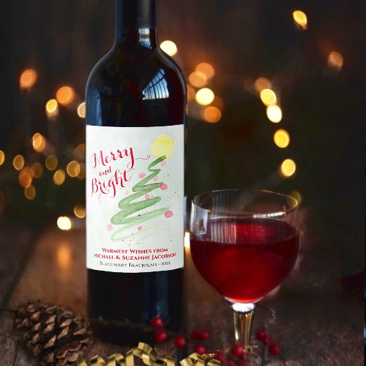 Étiquette Pour Bouteilles De Vin Arbre de Noël Joyeux & Fun Fun