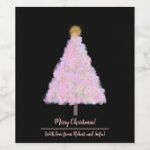 Étiquette Pour Bouteilles De Vin Arbre de Noël rose (Étiquettes simples)