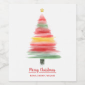 Étiquette Pour Bouteilles De Vin Arbre de Noël Watercolor (Étiquettes simples)