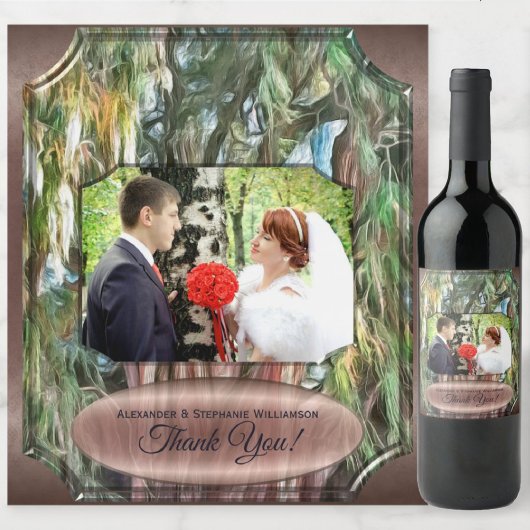 Étiquette Pour Bouteilles De Vin Arbre de Tule Merci OAX1