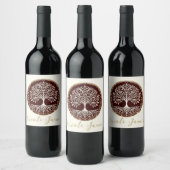 Étiquette Pour Bouteilles De Vin Arbre de vie Rustique rouge foncé Mariage celtique (Bouteilles)