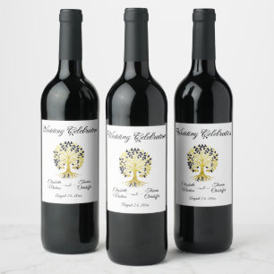 Étiquette Pour Bouteilles De Vin Arbre d'or de la vie Mariage sophistiqué intempore