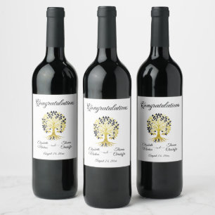 Étiquette Pour Bouteilles De Vin Arbre d'or de la vie Mariage sophistiqué intempore