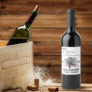 Étiquette Pour Bouteilles De Vin Arbre souvenir de réunion de famille Citation de v