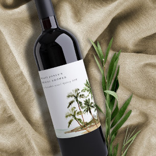 Étiquette Pour Bouteilles De Vin Arbre tropical rustique de plage Mariage Champêtre