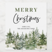 Étiquette Pour Bouteilles De Vin Arbre vert de Noël | Joyeux Noël (Étiquettes simples)