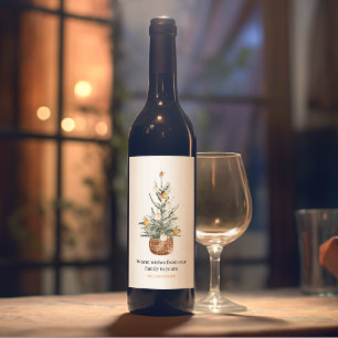 Étiquette Pour Bouteilles De Vin Arbre vert de Noël   Joyeux Noël