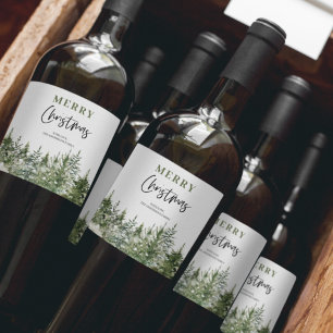 Étiquette Pour Bouteilles De Vin Arbre vert de Noël Joyeux Noël