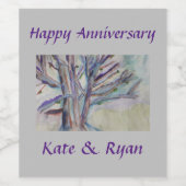 Étiquette Pour Bouteilles De Vin Arbres Abstraits (Étiquettes simples)