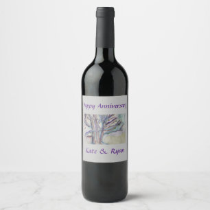 Étiquette Pour Bouteilles De Vin Arbres Abstraits