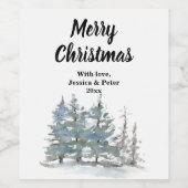 Étiquette Pour Bouteilles De Vin Arbres de Noël forêt (Étiquettes simples)