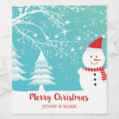 Étiquette Pour Bouteilles De Vin Arbres Neiges Et Snowman (Étiquettes simples)