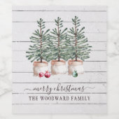 Étiquette Pour Bouteilles De Vin Arbres rustiques Noël Joyeux Noël (Étiquettes simples)