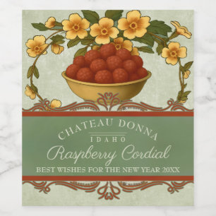 Étiquette Pour Bouteilles De Vin arbuste cordial de framboise vintage fait maison