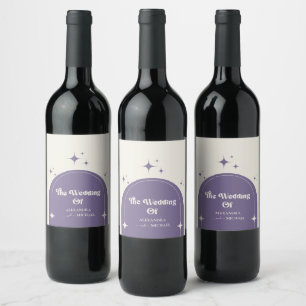 Étiquette Pour Bouteilles De Vin Arche rétro minimale Mariage violet
