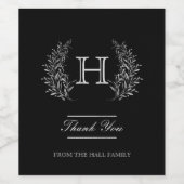 Étiquette Pour Bouteilles De Vin Argent Classé, Monogramme (Étiquettes simples)