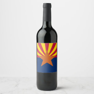 Étiquette Pour Bouteilles De Vin Arizona Drapeau : Réglage de Star Sun, État du cui