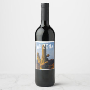 Étiquette Pour Bouteilles De Vin Arizona Sunlit Saguaro