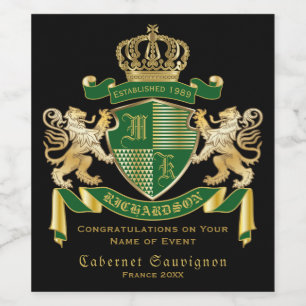 Étiquette Pour Bouteilles De Vin Armoiries de Monogramme Emblème de couronne de li