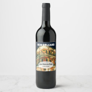Étiquette Pour Bouteilles De Vin Arrière-plan du quartier français de La Nouvelle-O