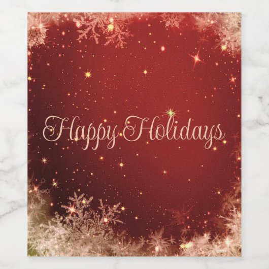 Étiquette Pour Bouteilles De Vin Arrière - plan Parties scintillant rouge avec floc (Étiquettes simples)