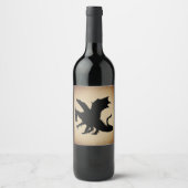 Étiquette Pour Bouteilles De Vin Arrière - plan rustique Black Dragon (Devant)