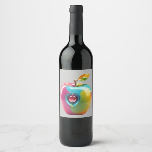 Étiquette Pour Bouteilles De Vin Art Apple vibrant (Devant)