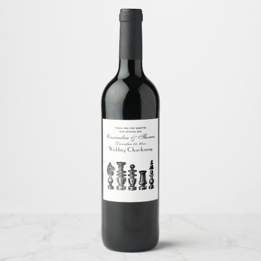 Étiquette Pour Bouteilles De Vin Art de cru de pièces d'échecs (Devant)