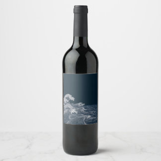 Étiquette Pour Bouteilles De Vin Art de la ligne Waves Ocean