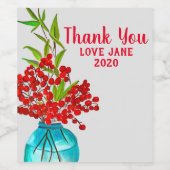 Étiquette Pour Bouteilles De Vin Art de l'aquarelle Red Berries (Étiquettes simples)