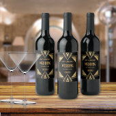 Étiquette Pour Bouteilles De Vin Art Déco Cheers Gold Black Mariage