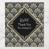 Étiquette Pour Bouteilles De Vin Art Déco Gatsby fleur-de-lis merci gris (Étiquettes simples)