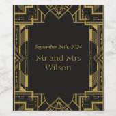 Étiquette Pour Bouteilles De Vin Art Déco Or glamour sur Noir (Étiquettes simples)