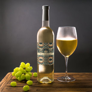 Étiquette Pour Bouteilles De Vin Art Déco scandinave personnalisable