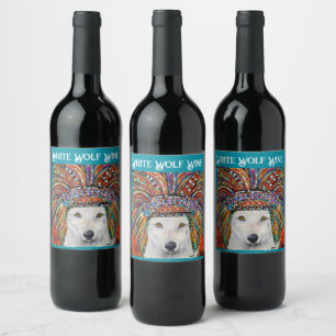 Étiquette Pour Bouteilles De Vin Art du Loup Blanc