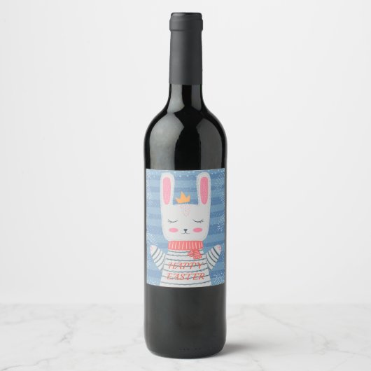 Étiquette Pour Bouteilles De Vin Art lapin mignon (Devant)