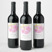 Étiquette Pour Bouteilles De Vin Art mariage de fleurs de printemps rose merci fave (Bouteilles)