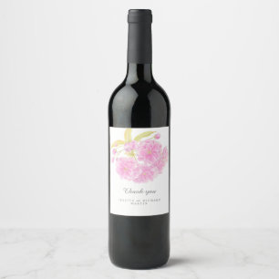 Étiquette Pour Bouteilles De Vin Art mariage de fleurs de printemps rose merci fave